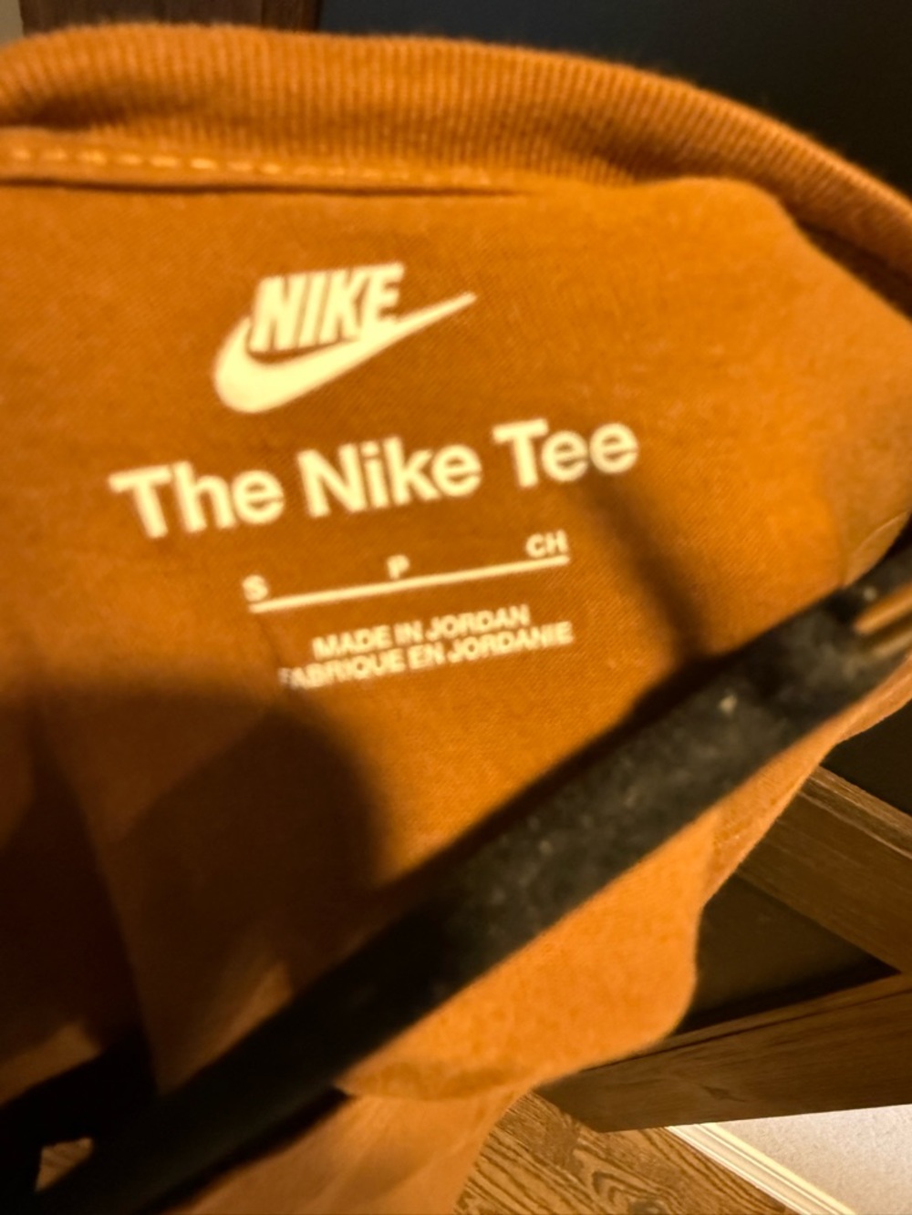 Nike Short Sleeve Tee in Rust Orange with White Swoosh - Picture 3 of 3
